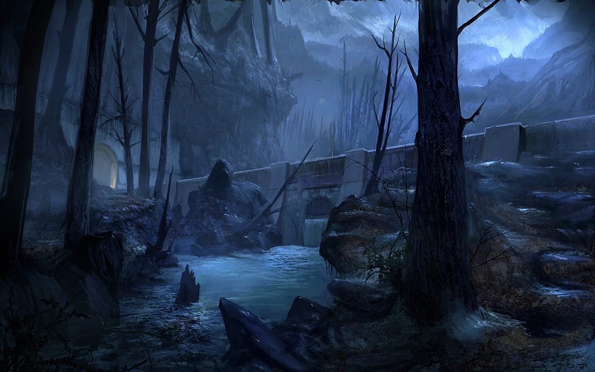 Готика ночь. Мрачный пейзаж. Готика ночь. Полнолуние на кладбище. Готическая ночь.