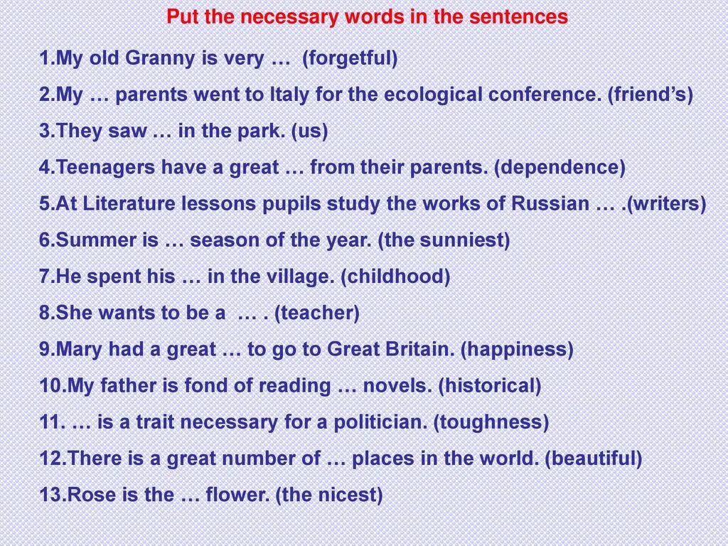 Put in the missing words. Put the necessary Words. Формы слова necessary. Put the missing Words. Necessary перевод.