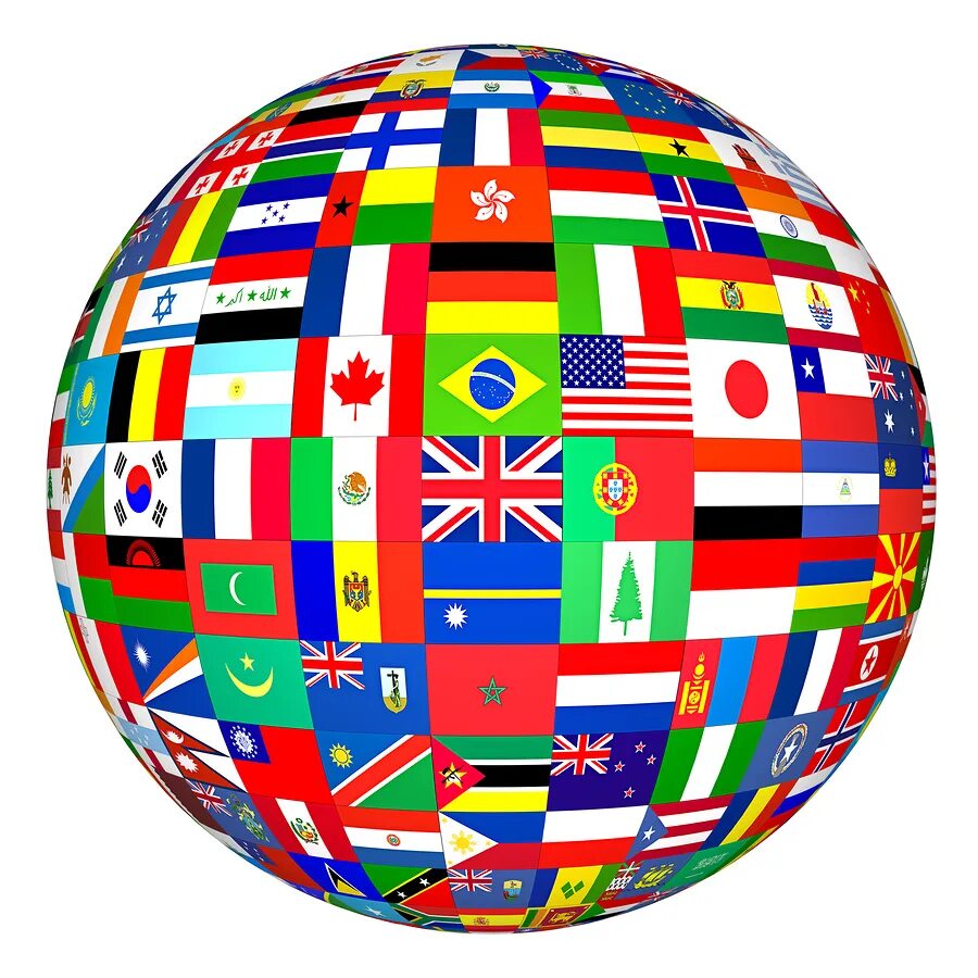 Изучить все страны. Флаги стран. Разные флаги. Земной шар с флагами.