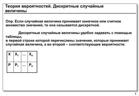 Определение вероятности случайные величины