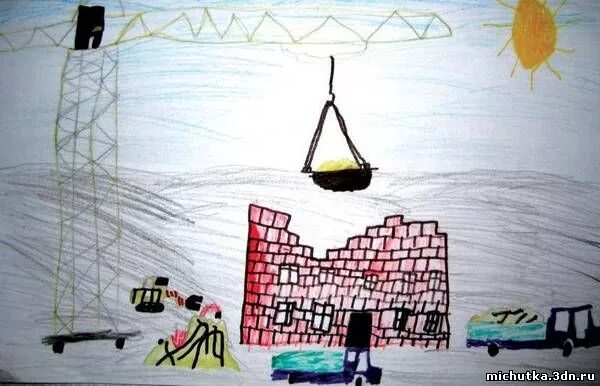 Стройка рисунок. Рисование стройка в старшей группе. Детский рисунок стройка. Рисование строитель старшая группа. Нарисуй что строят в вашем.