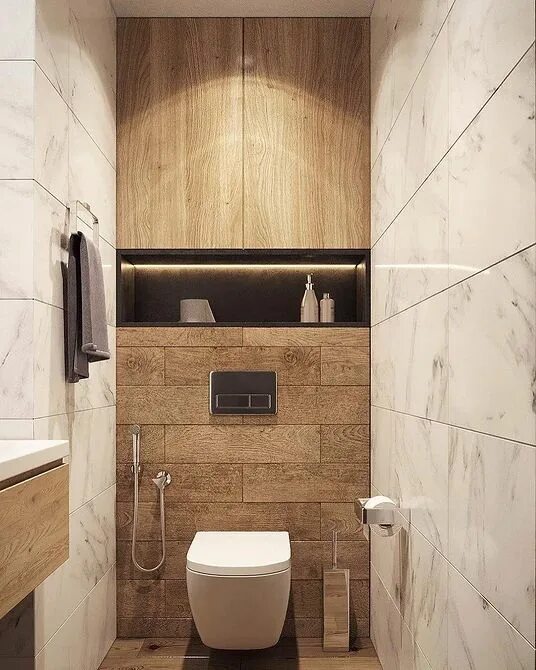 deco wc suspendu avec carreaux de ciment au sol Recherche Google Small toilet,