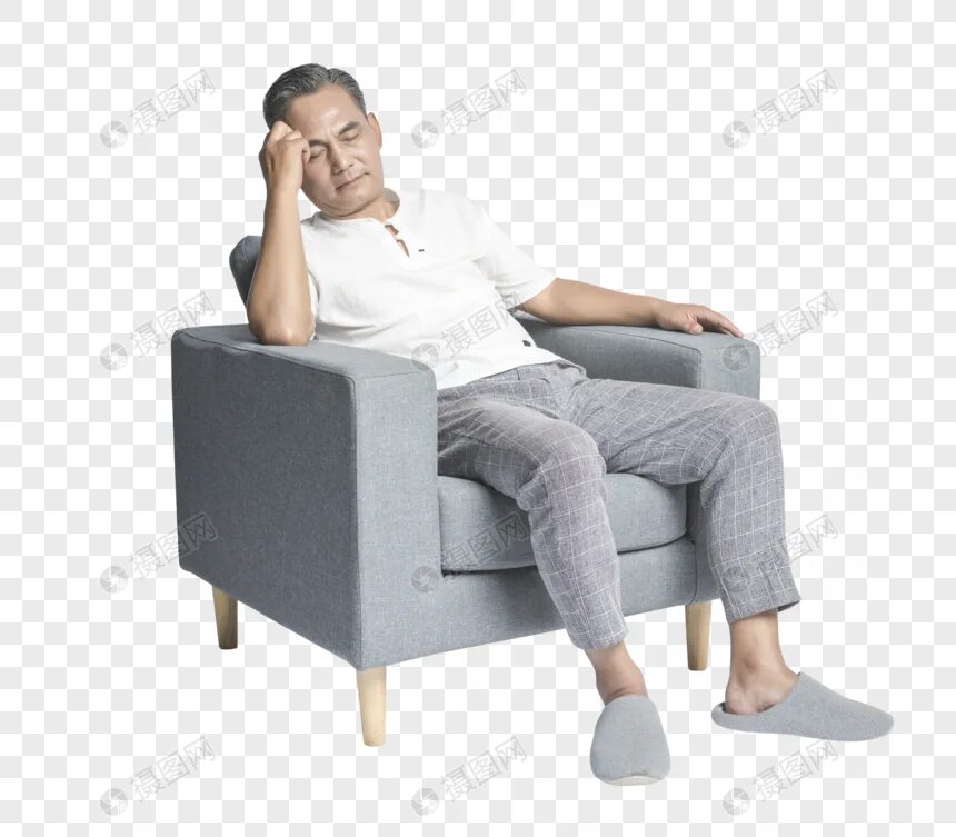 He is on the sofa