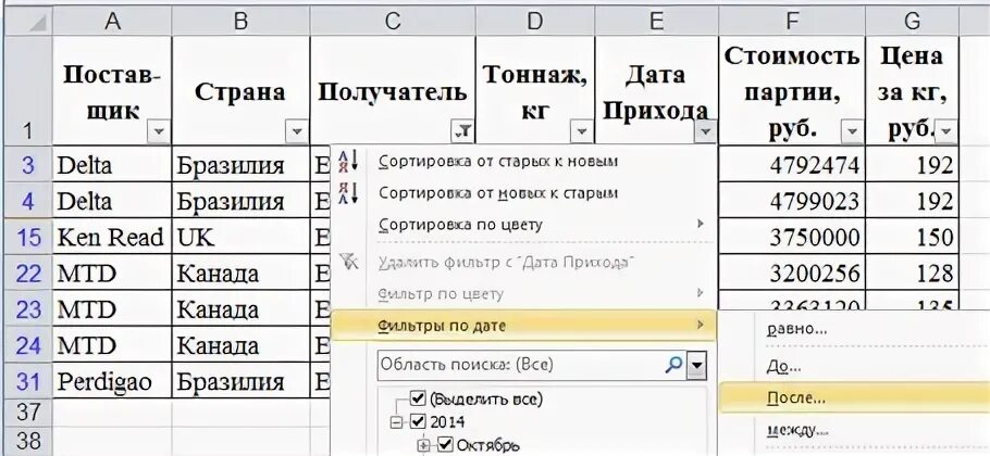 Дата поступления