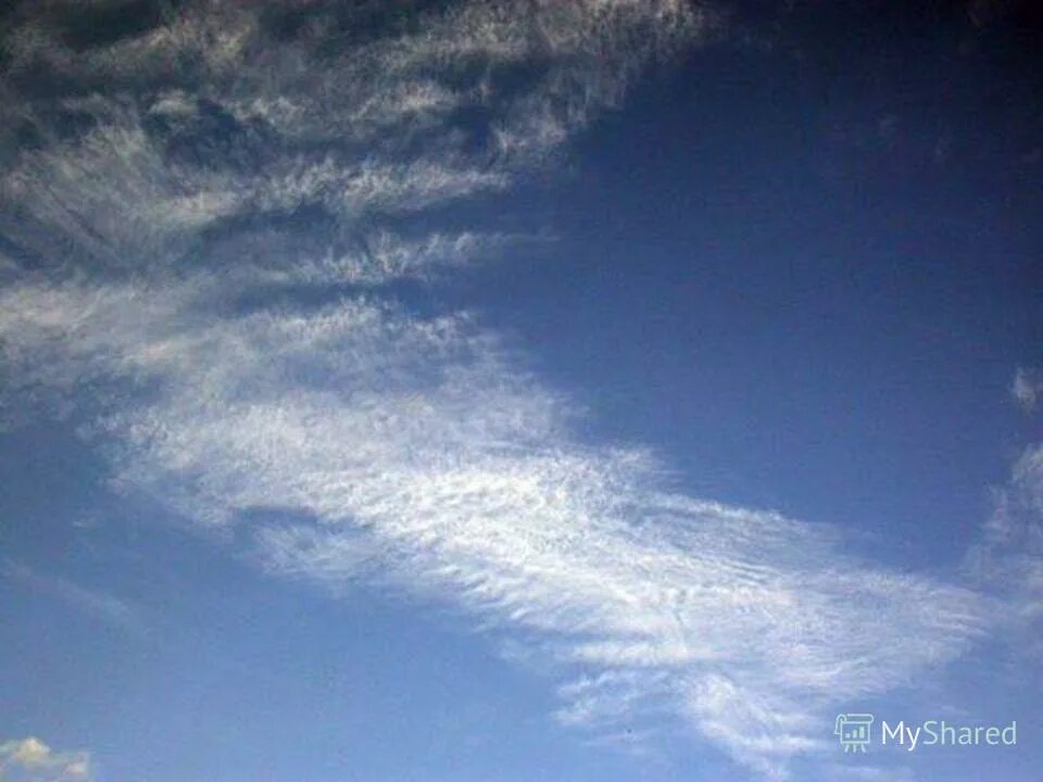 Облака Cirrus floccus. Облака верхнего яруса. Виды осадков выпадающих из облаков перистые. Облака 006.