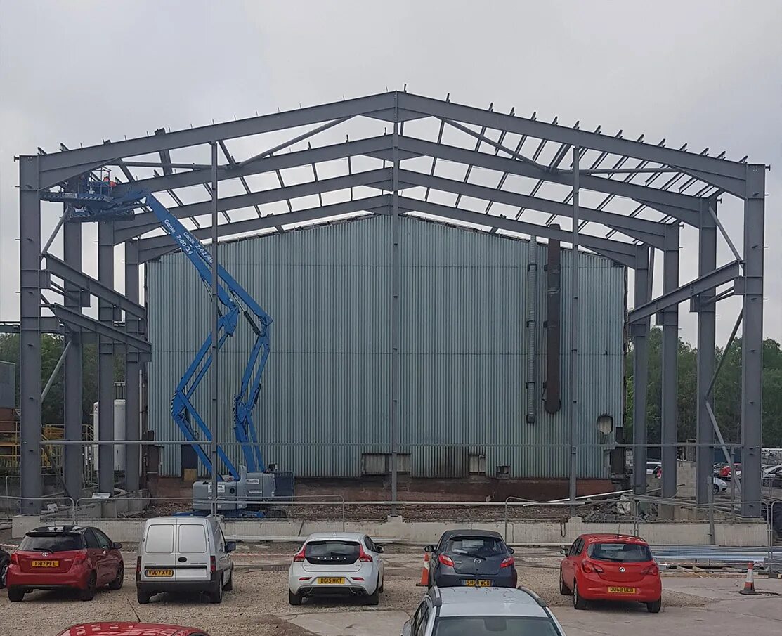 Portal frame. Steel frame. structural steelwork. steel portal frame building. a-frame building.