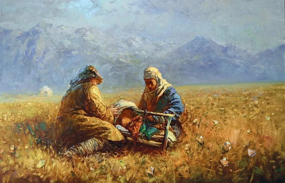 Ким Евгений художник быт казахов. Евгений Ким будни казахского аула. Казахская живопись. Живопись казахских художников