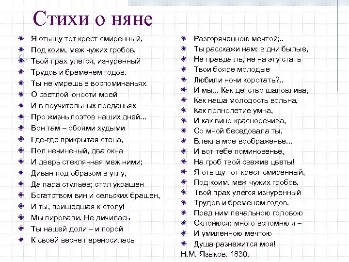 Стихотворение пушкина няне полностью. Стих АС Пушкина няня. Няня Пушкина стихотворение. Стих няне. Няне Пушкин стих.