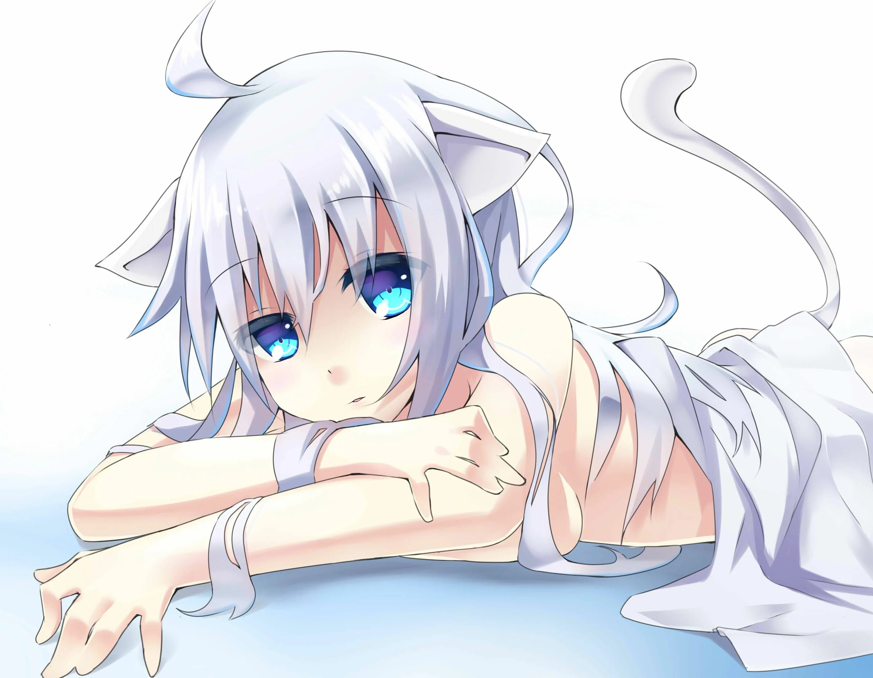 Neko petting. Неко тян.