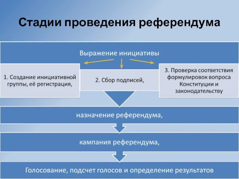 Стадии проведения референдума. Стадии подготовки и проведения референдума схема. Назначение референдума. Основные этапы проведения референдума в РФ. Выразил инициативу