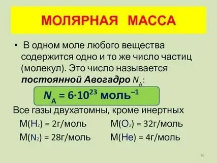 Масса авогадро в химии