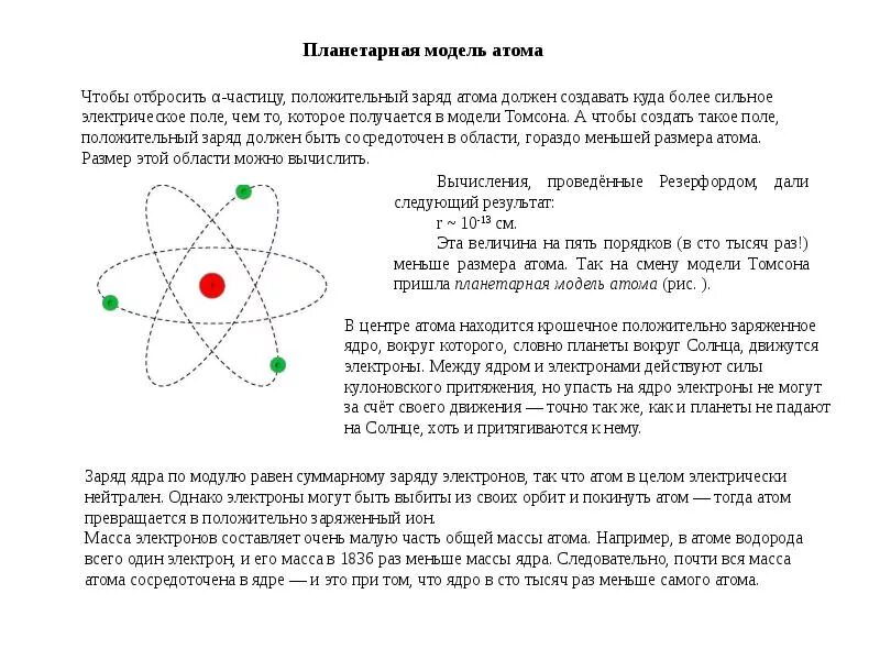 Почти вся масса атома сосредоточена в ядре. Планетарная модель атома. Положительный заряд атома. Положительно заряженная атом. Квантово-механическая модель атома.