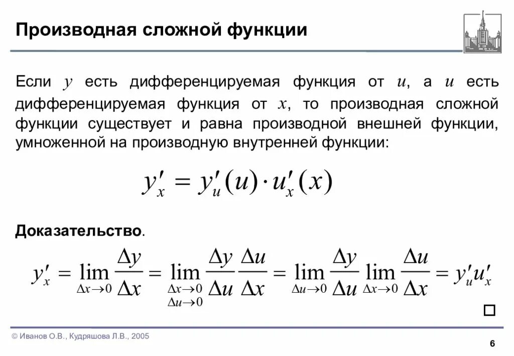 Производная сложной функции нескольких производных. Теорема о дифференцируемости сложной функции. Теорема о дифференцировании сложной функции. Сложная функция теорема о производной сложной функции. Производная сложной функции теорема с доказательством.