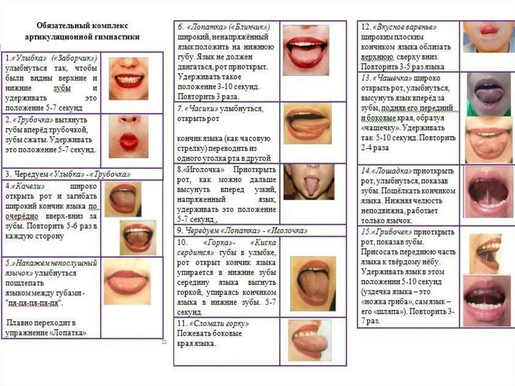 Логопед упражнения для языка. Артикуляционная гимнастика упражнения для языка. общий комплекс артикуляционной гимнастики описание упражнений. комплекс упражнений логопедической гимнастики.