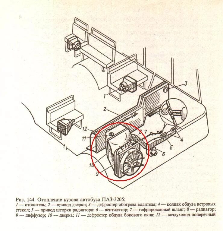 Радиатор системы охлаждения с трубопроводами ПАЗ-4230 (Чертеж № 48: список детал