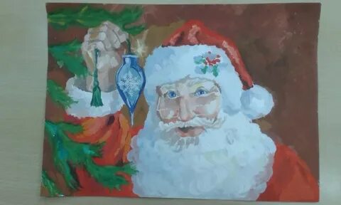 Дед мороз на ватмане нарисовать