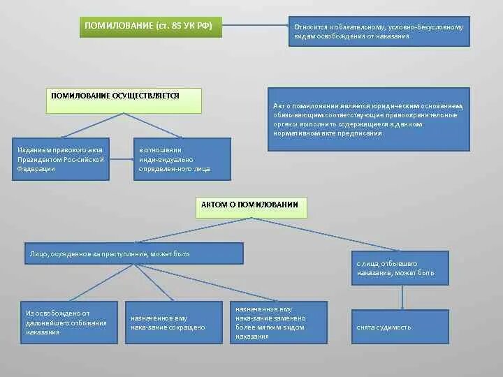 Порядок применения помилования. Правовые последствия помилования. Помилование УК РФ. Условные и безусловные виды освобождения от наказания. Помилование схема.