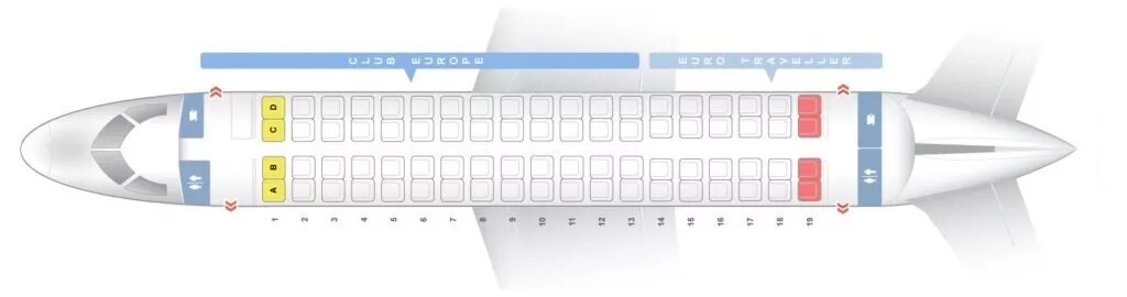 Самолет Embraer 190195 схема салона, фото, расположение мест
