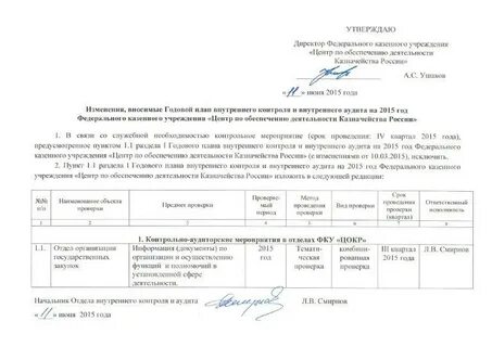 План мероприятий внутреннего финансового контроля