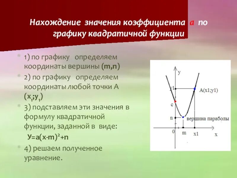 Квадратичная функция направление ветвей. Как по графику определить коэффициенты а в и с квадратичной функции. Как найти значение коэффициента а по графику квадратичной функции. Как определить коэффициент а по графику. Нахождение коэффициентов квадратичной функции по графику.