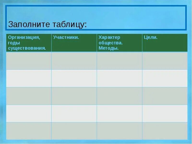 Заполните таблицу организация примеры рассмотрите Заполни таблицу....... ВашУрок.com