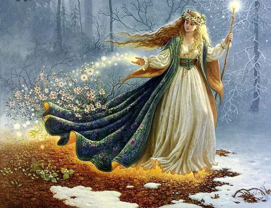 художница миниатюрной живописи светлана беловодова. свадебный кокошник. дива-додола славянская богиня. персефона богиня весны. афродита портрет богини.