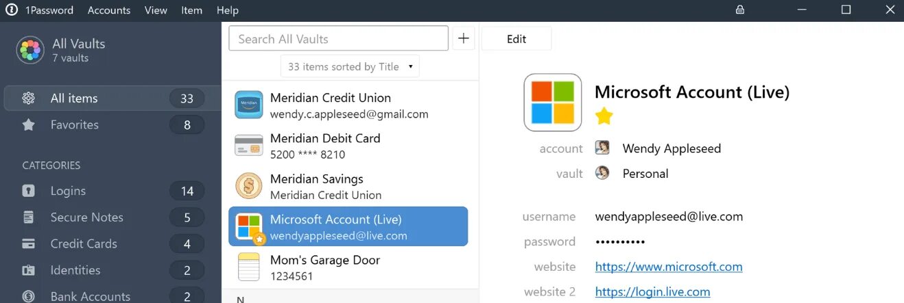 Account view
