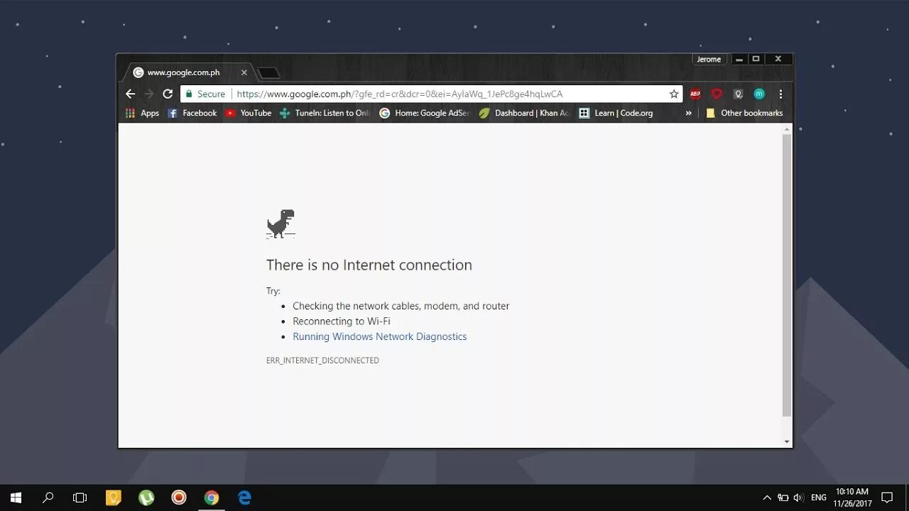 No Internet connection. Connect to the Internet. Google no Internet connection. There is no connection to the Internet.