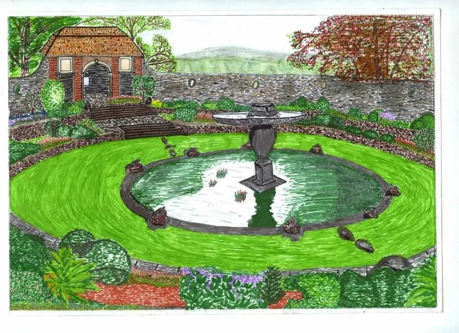 Дизайн и архитектура моего сада. Ландшафтная архитектура эскизы. Организация архитектурно-ландшафтного пространства. Эскиз ландшафта. Ландшафт рисунок.