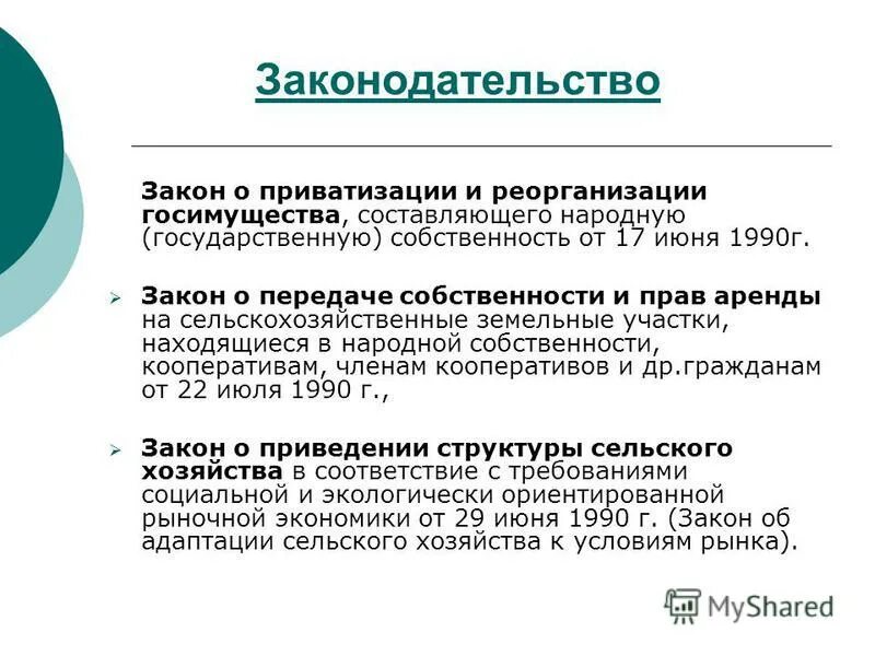 право собственности на знмл. закон о земельной собственности. порядок выдела земельного участка из общей долевой собственности. право част¬ной соб¬ствен¬но¬сти. земельный кодекс 2001 года.