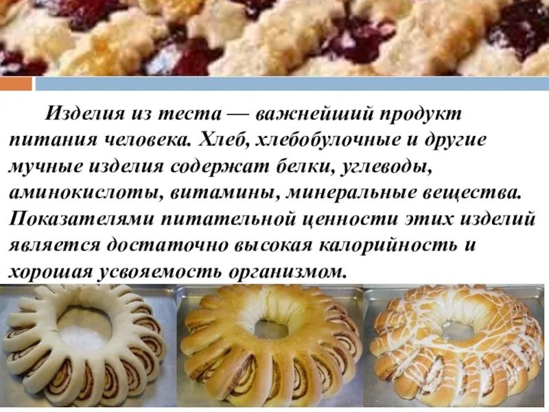 Какие виды дрожжевого и бездрожжевого теста. Изделия из теста презентация. изделия из дрожжевого теста презентация. значение изделий из дрожжевого теста в питании. интересные факты о мучных изделиях.