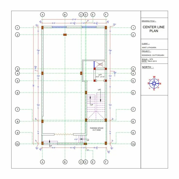 Center line. Lines plan