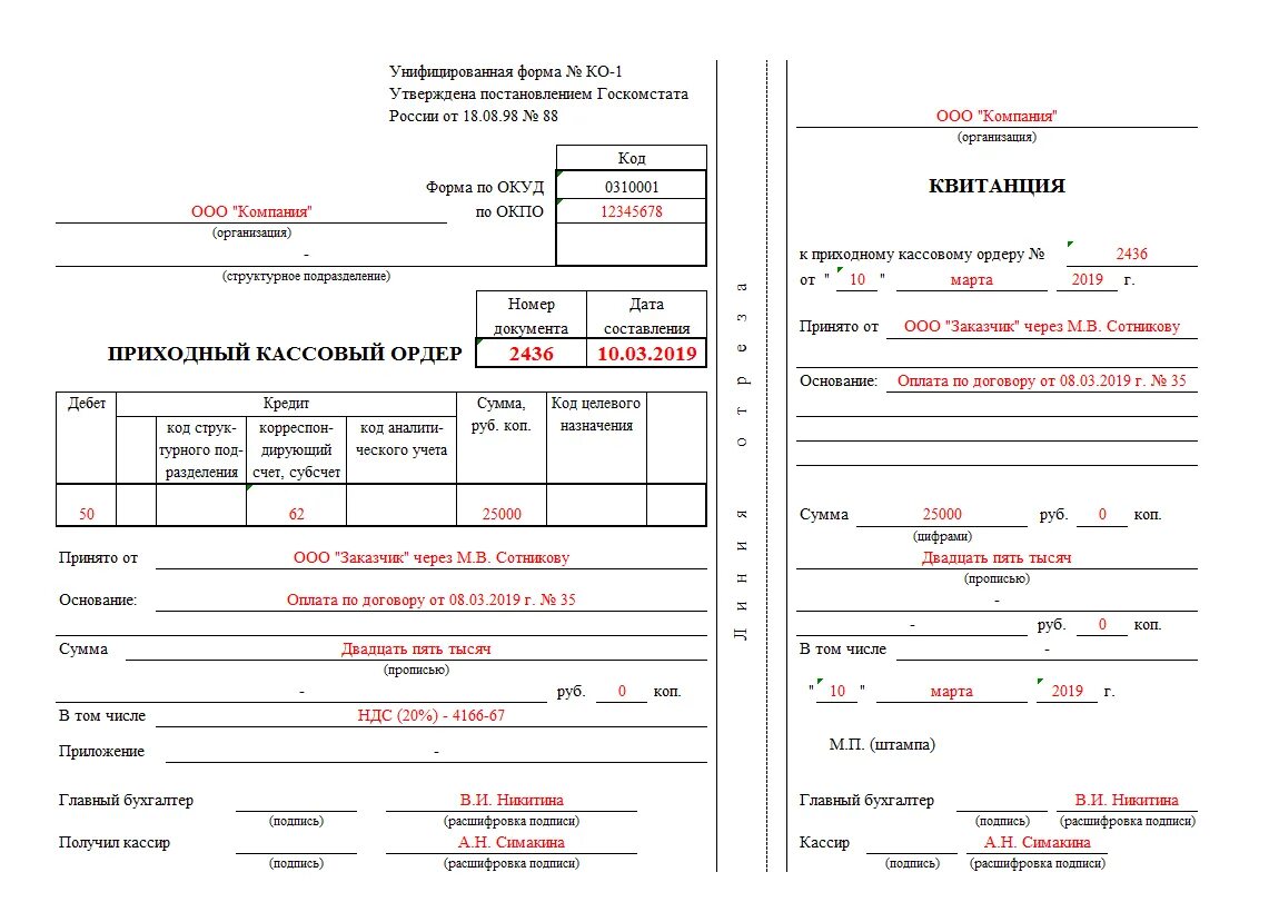 Приходный кассовый ордер (унифицированная форма n ко-1) (ОКУД 0310001). Приходно-кассовый ордер образец заполнения для ООО. Приходный кассовый ордер 2021. Приходно кассовый ордер 0310001 бланк.