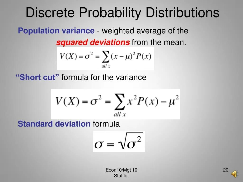 Mean deviation. Deviation and variance. Variance and Standard deviation. Discrete probability. Variance Formula.
