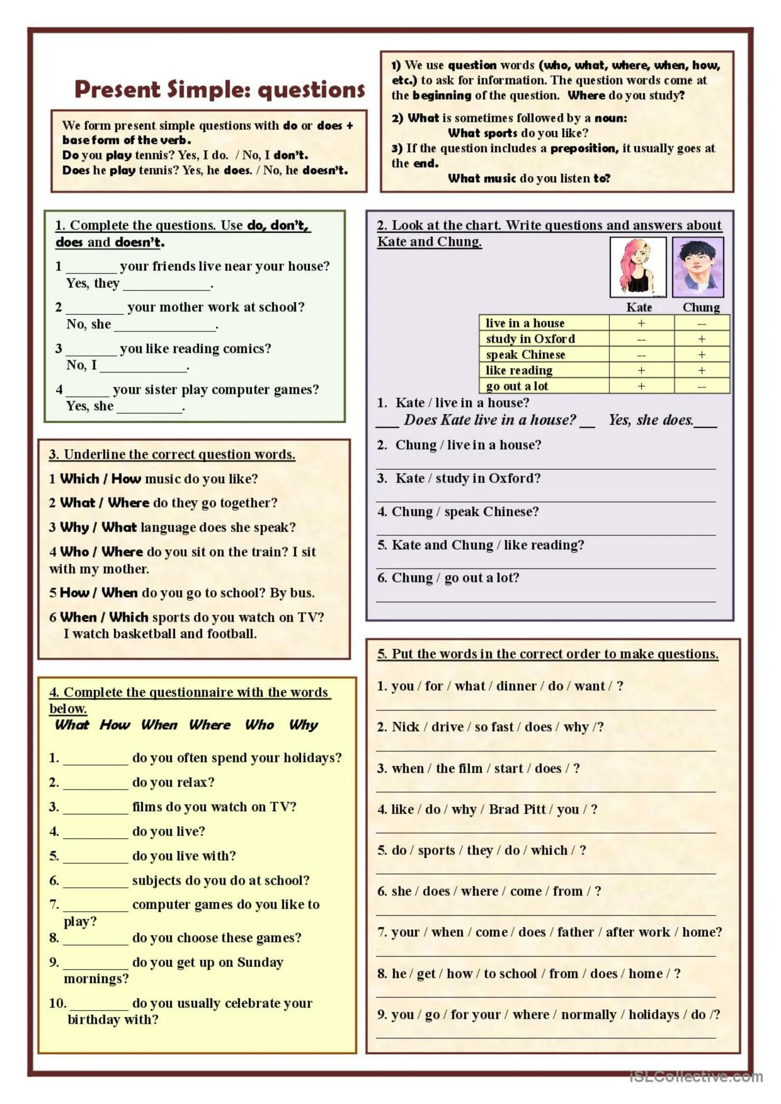 Present simple вопросы Worksheets. Общий вопрос в английском Worksheet. Специальные вопросы Worksheets. General questions в английском Worksheets.