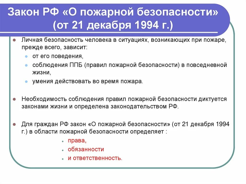 О безопасности от 28 декабря 2010. Обязанности граждан в пожарной безопасности. Ответственность граждан в области пожарной.