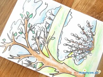 Рисуем с детьми весну карандашами