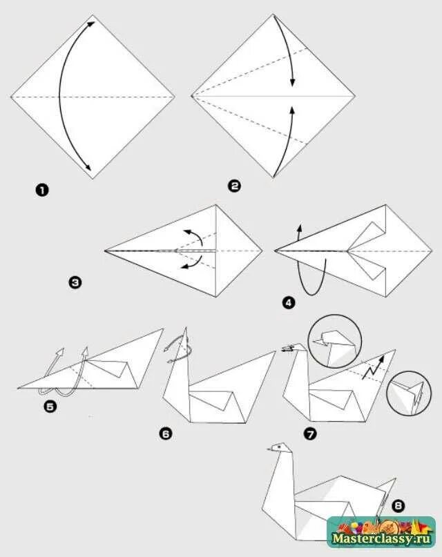 Пошаговое лебедя оригами. Оригами лебедь схема. Как сделать из бумаги лебедя схема. Оригами из бумаги птица лебедь. Лебедь из оригами схема из бумаги.