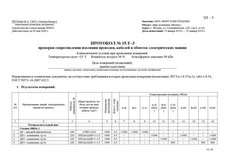 Измерение сопротивления изоляции электрических кабелей