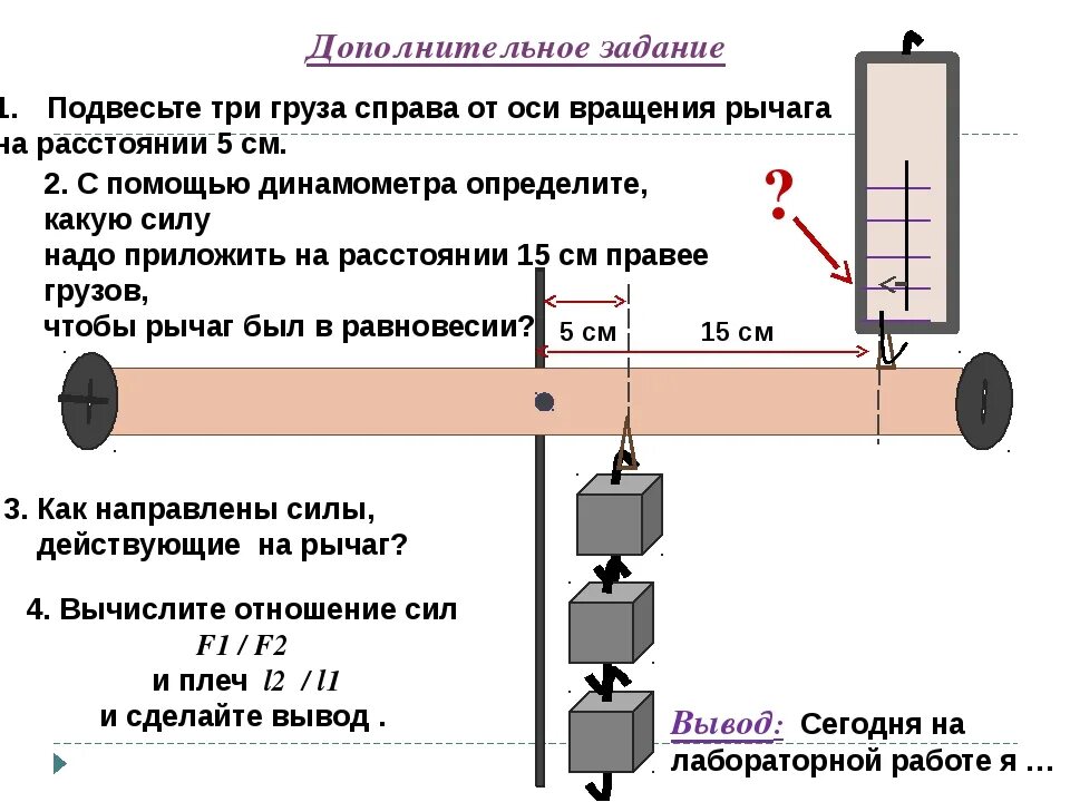 Динамометр по физике 7 класс штатив. Лабораторная по физике 7 7 класс динамометр. Динамометр жесткость схема. Подвесьте три груза справа от оси. Укрепить динамометр в лапке штатива