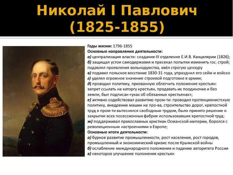 Самостоятельная работа по николаю 1