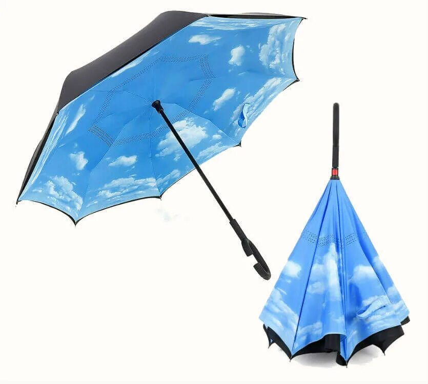 Зонтик небо. Обратный зонт. Зонт обратного сложения. Зонт «небо». Зонт наоборот.