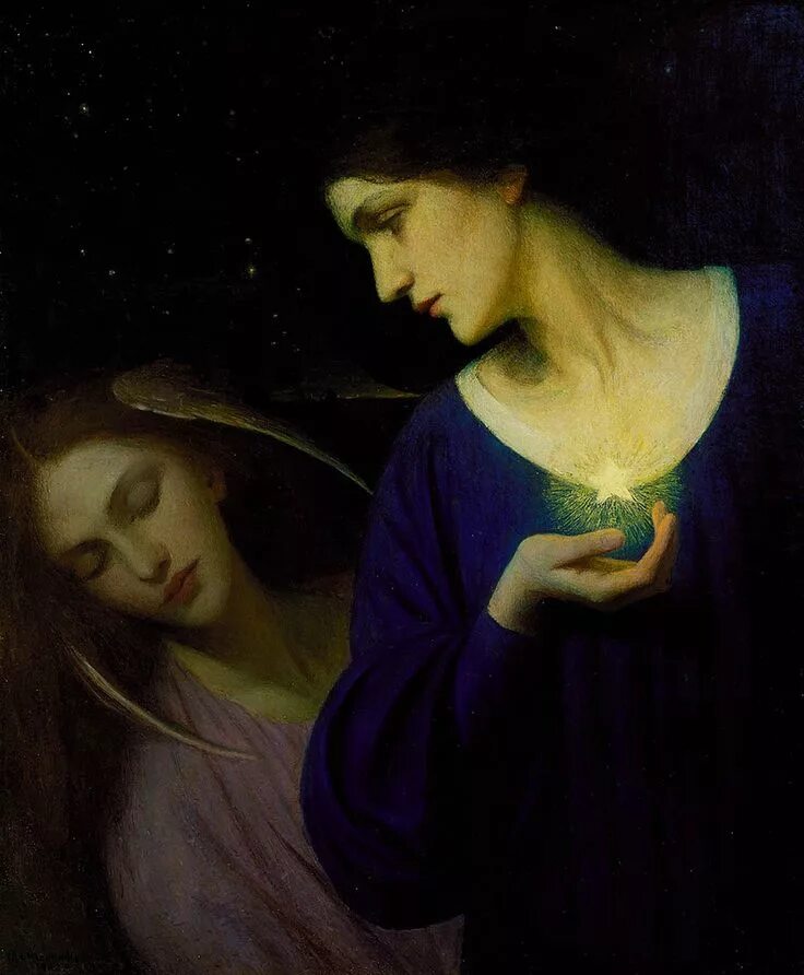 Mary l. Macomber, "Night and her daughter Sleep", 1902 г.. Daughter night