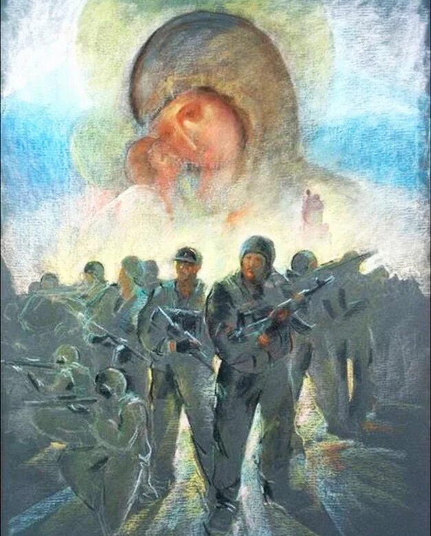 Духовный военно. Икона явление Богородицы в Сталинграде. Картины художников о войне. Душа солдата. Современные художники о войне.