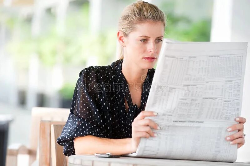 She read a newspaper