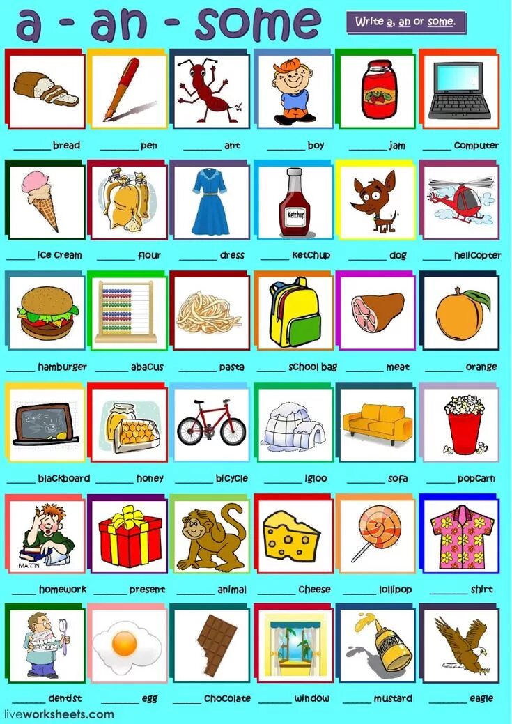 Some any worksheet for kids. A an some exercises. A an Worksheets. A an some Worksheets.