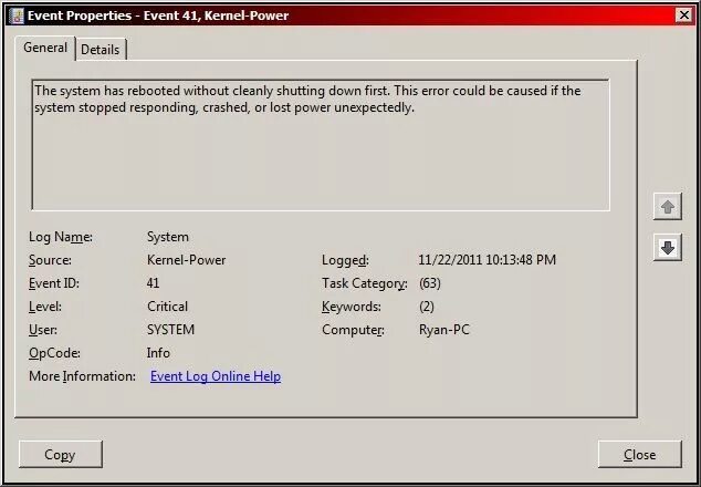 Код события 41. Ошибка Kernel Power 41. Kernel-Power критическая ошибка. Критическая ошибка код события 41. Событие 41 kernel power