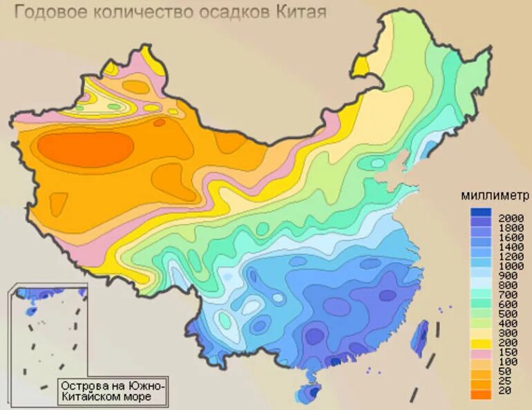 Климатические условия в разных частях китая