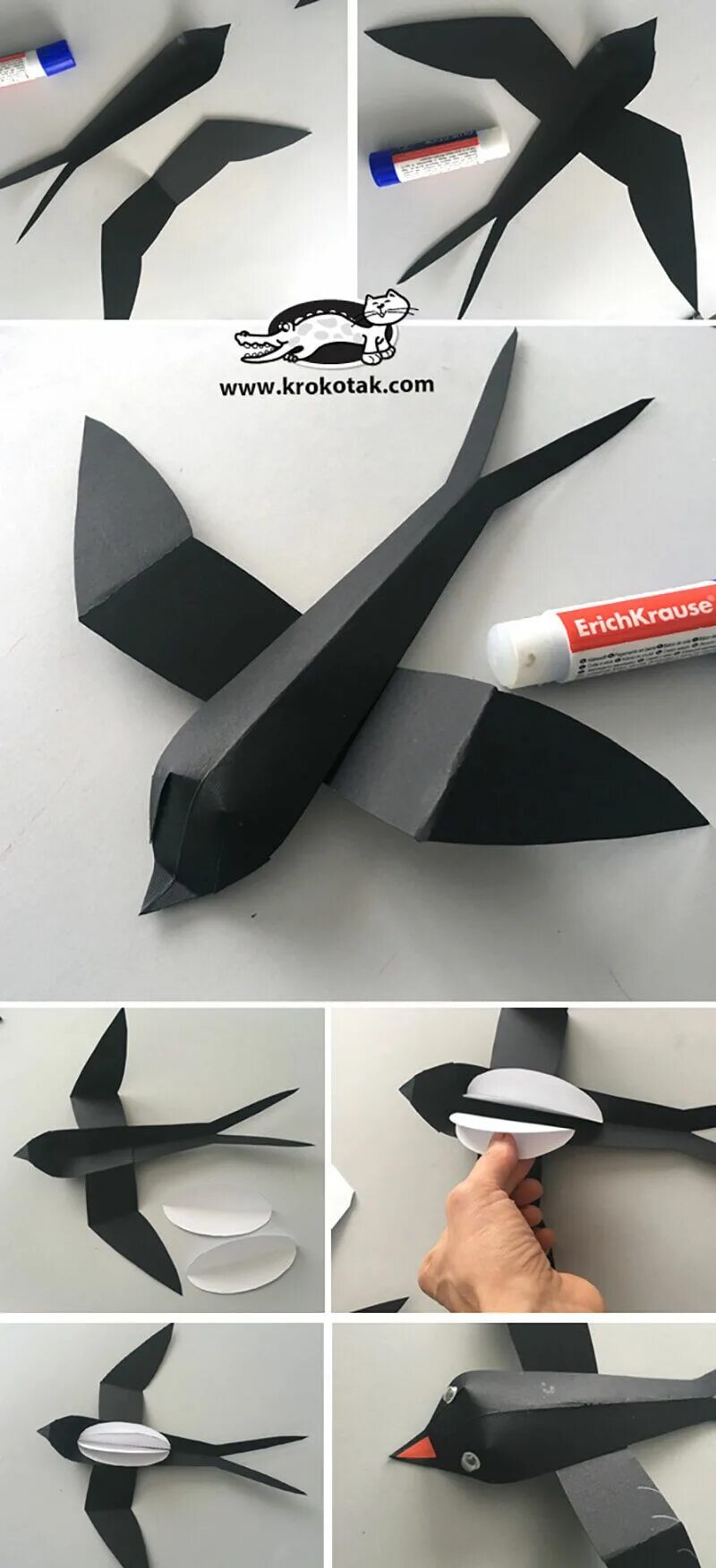Как сделать ласточку из бумаги своими руками. Крокотак ласточка. Объемные птицы из бумаги. Как сделать ласточку из бумаги своими руками. Ласточка поделка из бумаги.