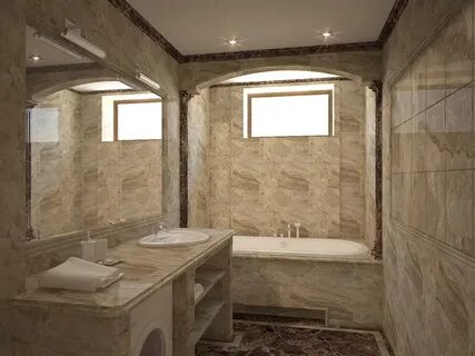 Отделка ванной комнаты гибким мрамором